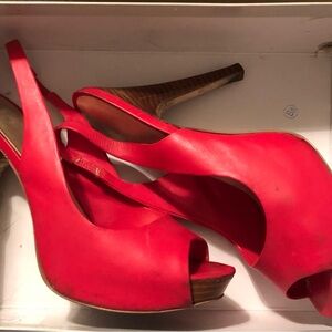 JESSICA SIMPSON Women's Salmon Peep Toe Slingback Heels